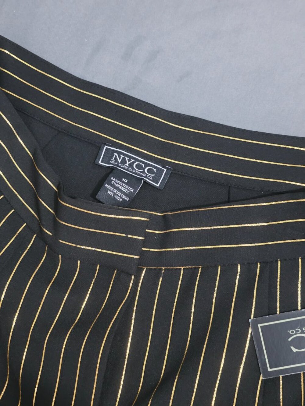 NWT NYCC Black & Gold Striped Trousers Size 10 - Wide Leg - Picture 8 of 8